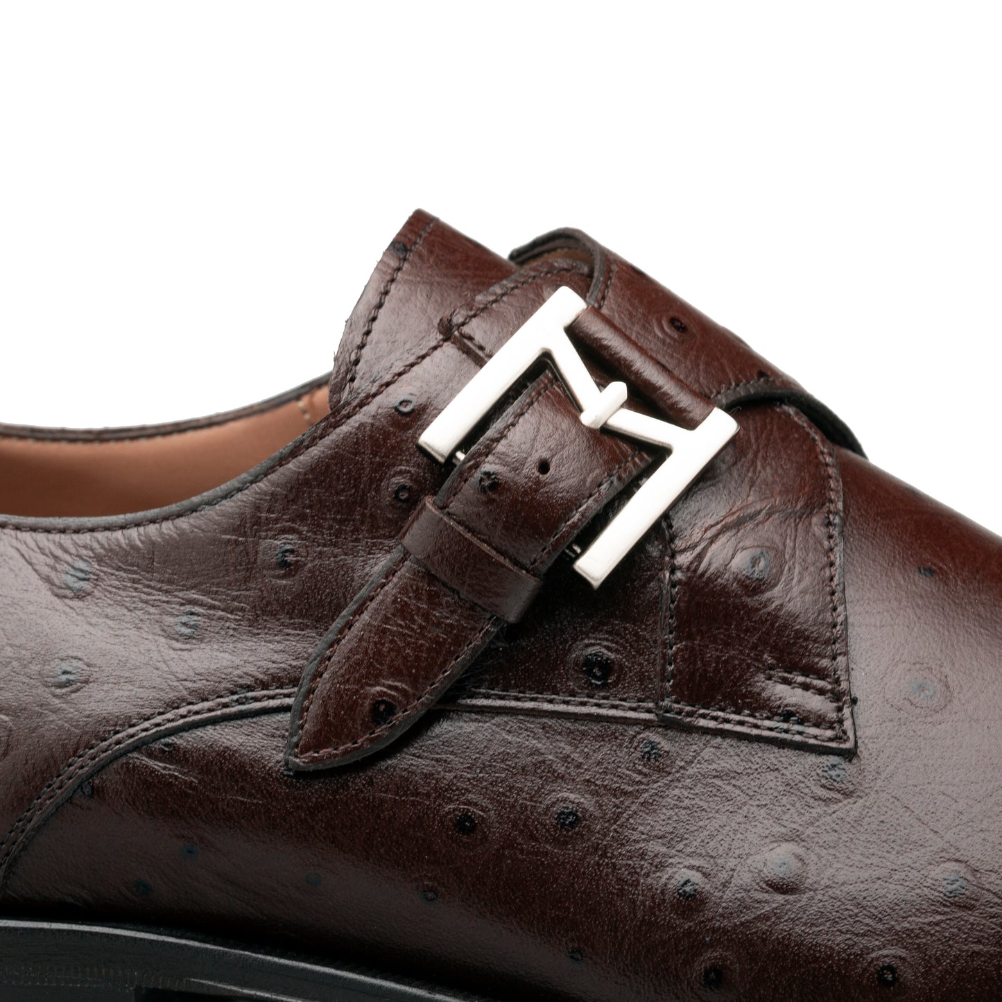 Ostrich-Print Monk Strap