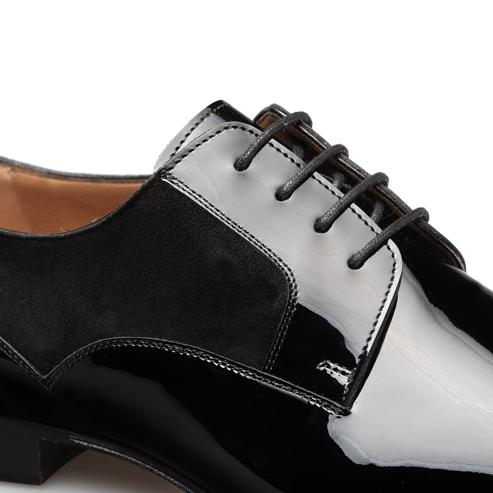 Plain Toe Suede/Patent Leather Derby
