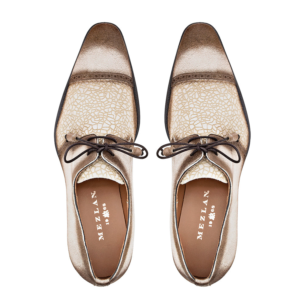 Embossed Suede Cap Toe Derby