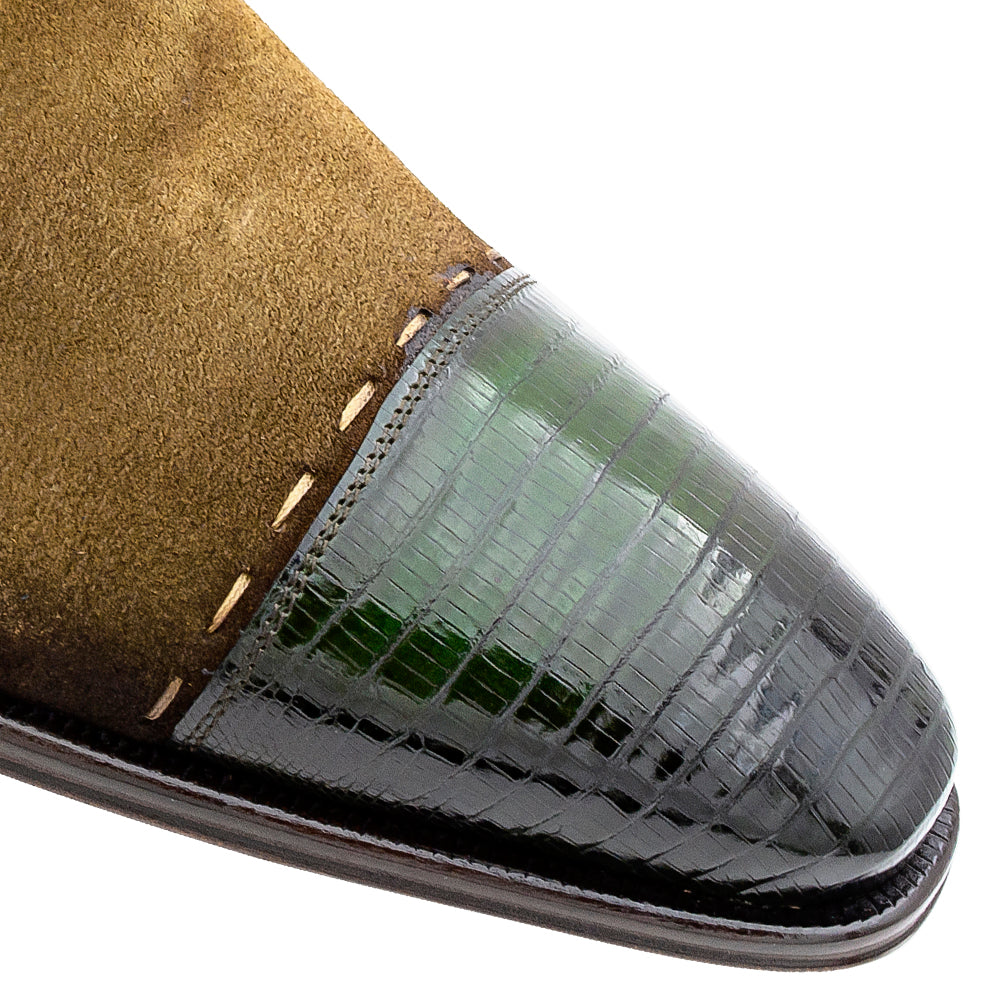Lizard/Suede Cap Toe Derby
