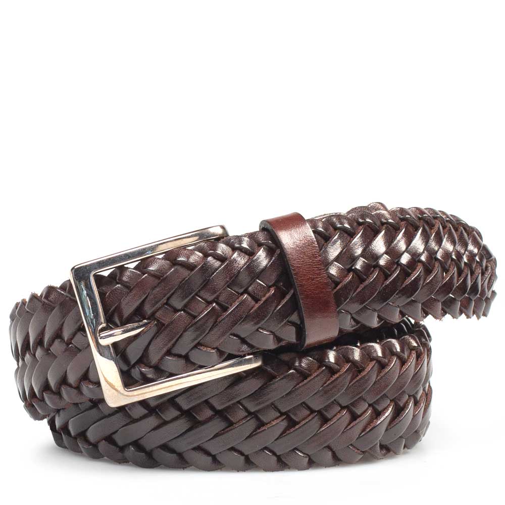 Brown Men's Woven Leather Belt on Sale - Mezlan Warehouse