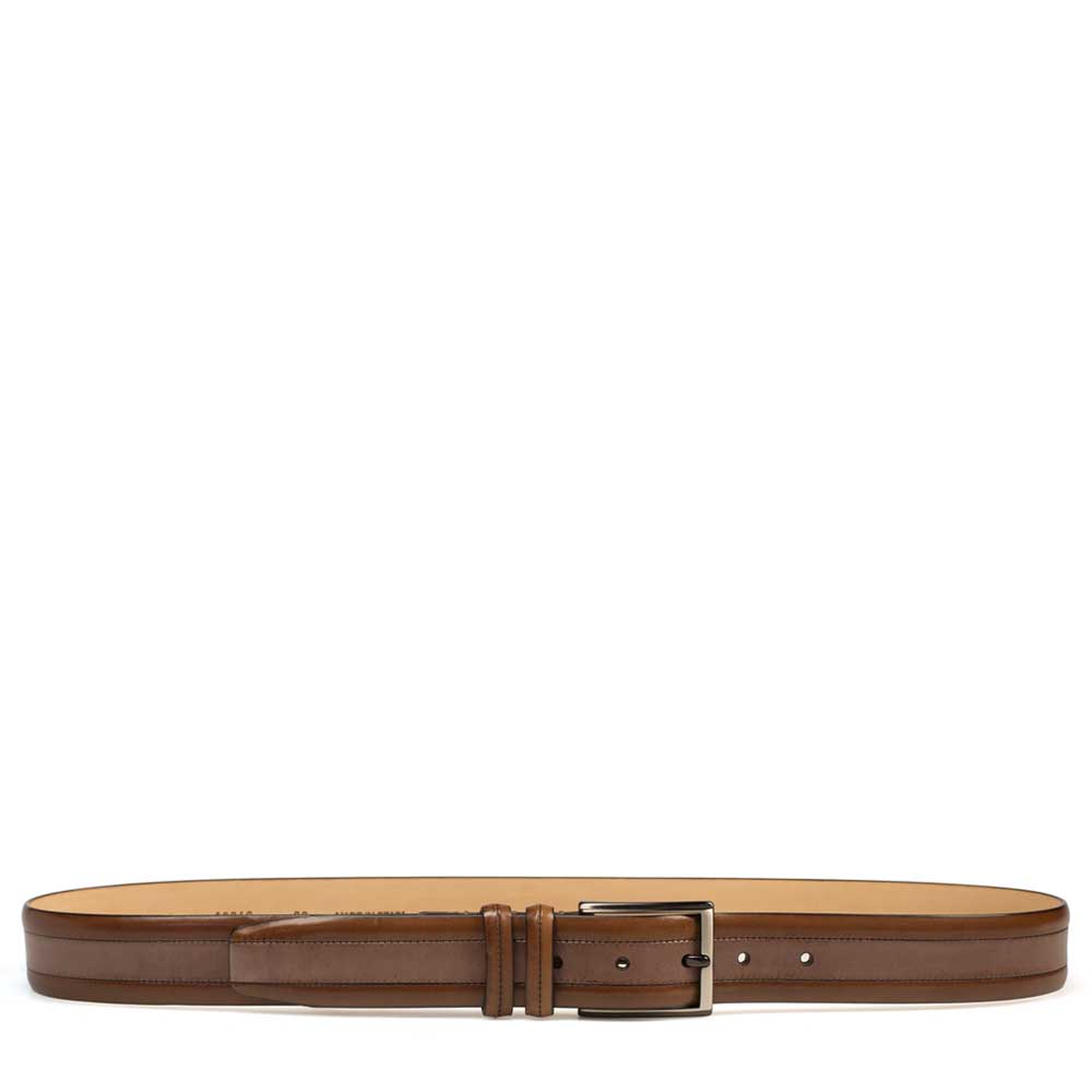 Cognac/taupe Men's Two-Toned Calfskin Belt on Sale - Mezlan Warehouse