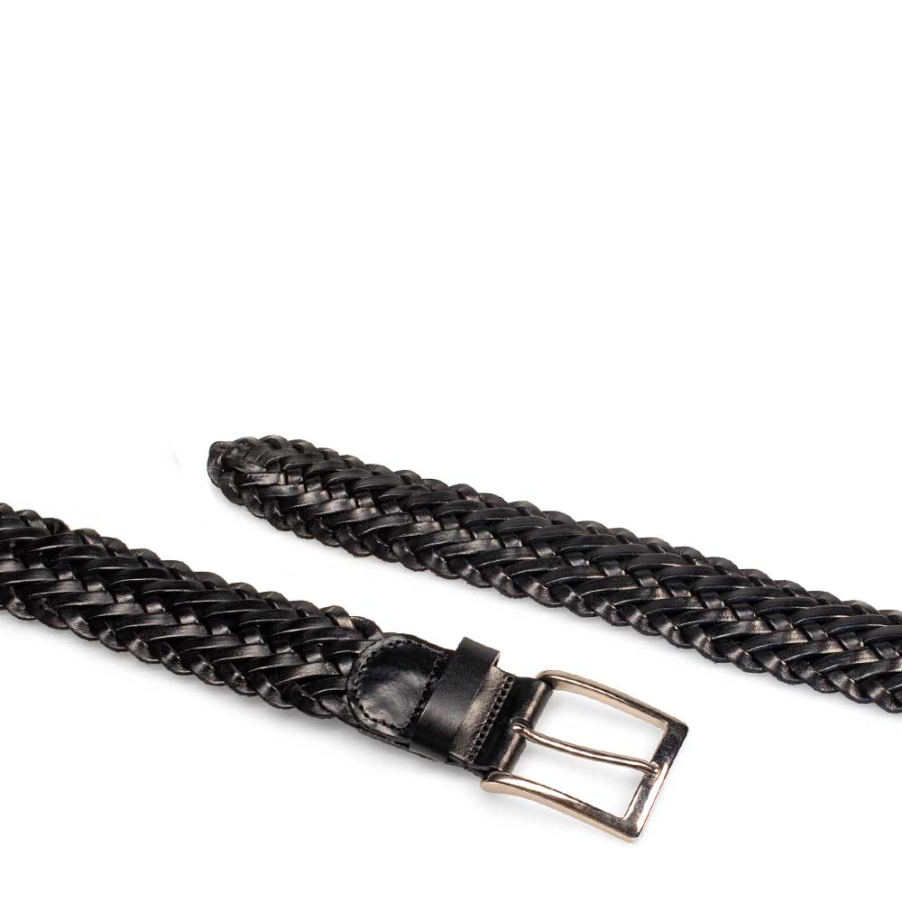 Black Men's Woven Leather Belt on Sale - Mezlan Warehouse