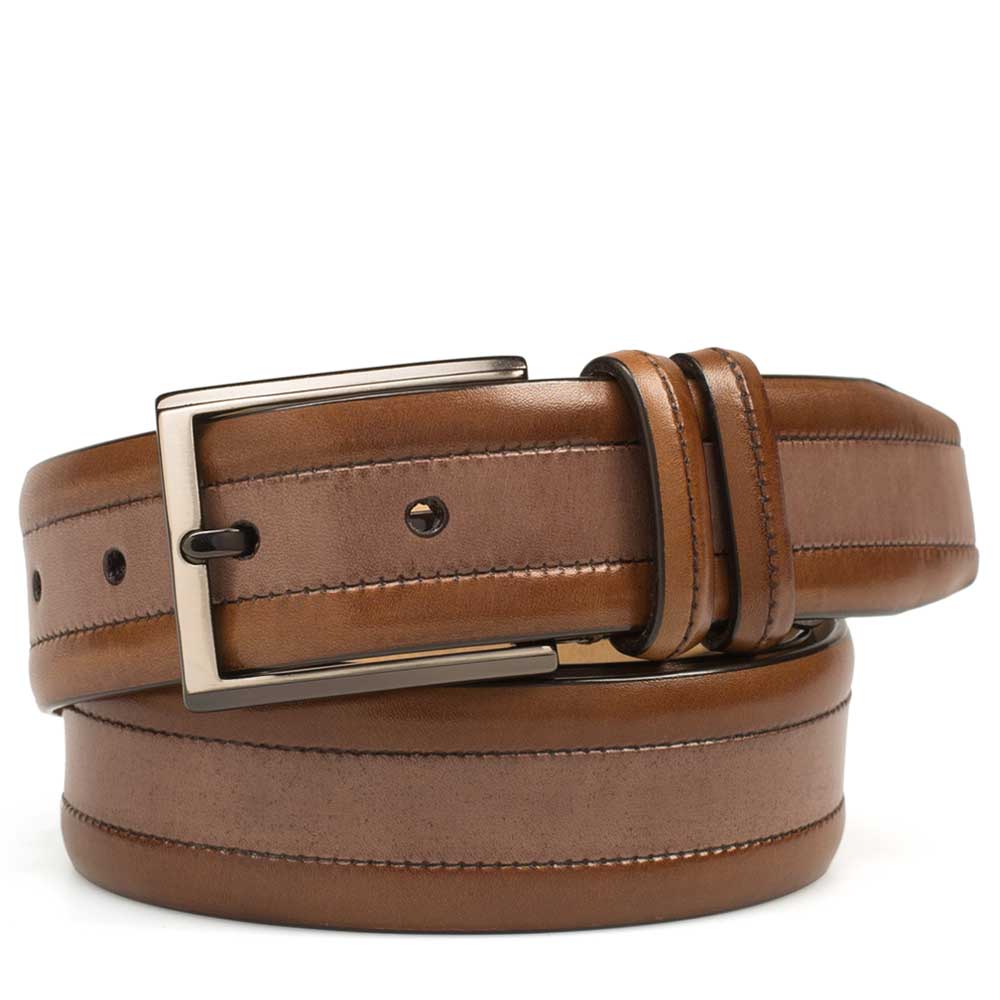 Cognac/taupe Men's Two-Toned Calfskin Belt on Sale - Mezlan Warehouse
