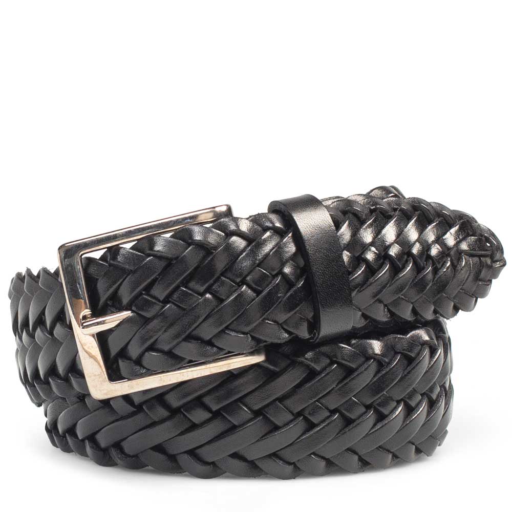 Black Men's Woven Leather Belt on Sale - Mezlan Warehouse