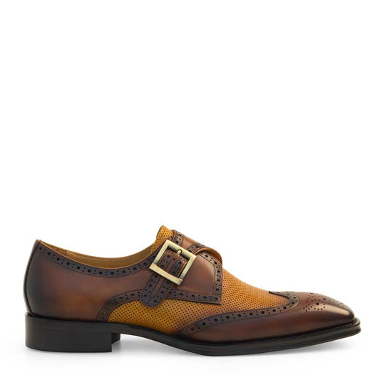 Two-Tone Wing Tip Monk Strap
