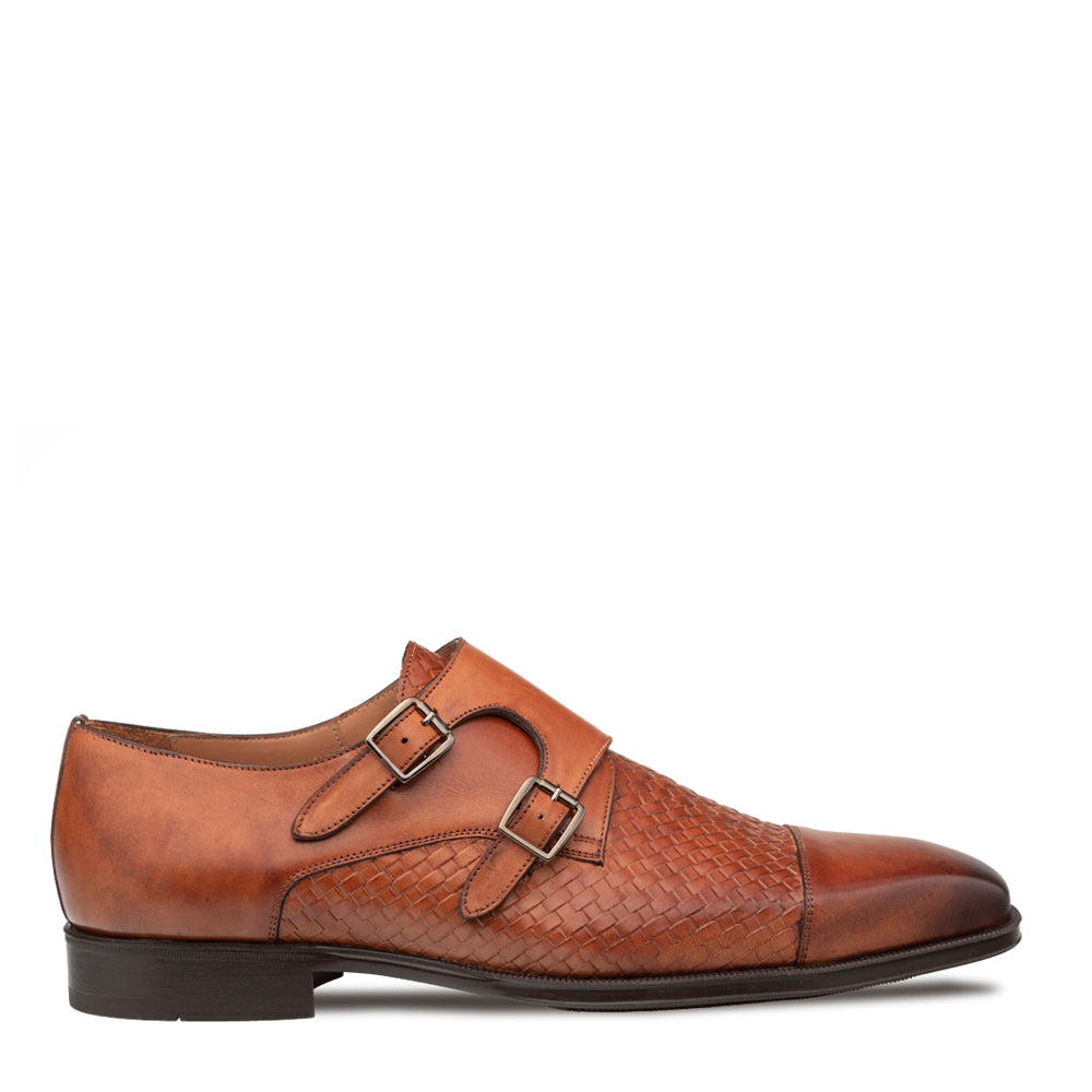 Embossed Rubber Sole Monk Strap