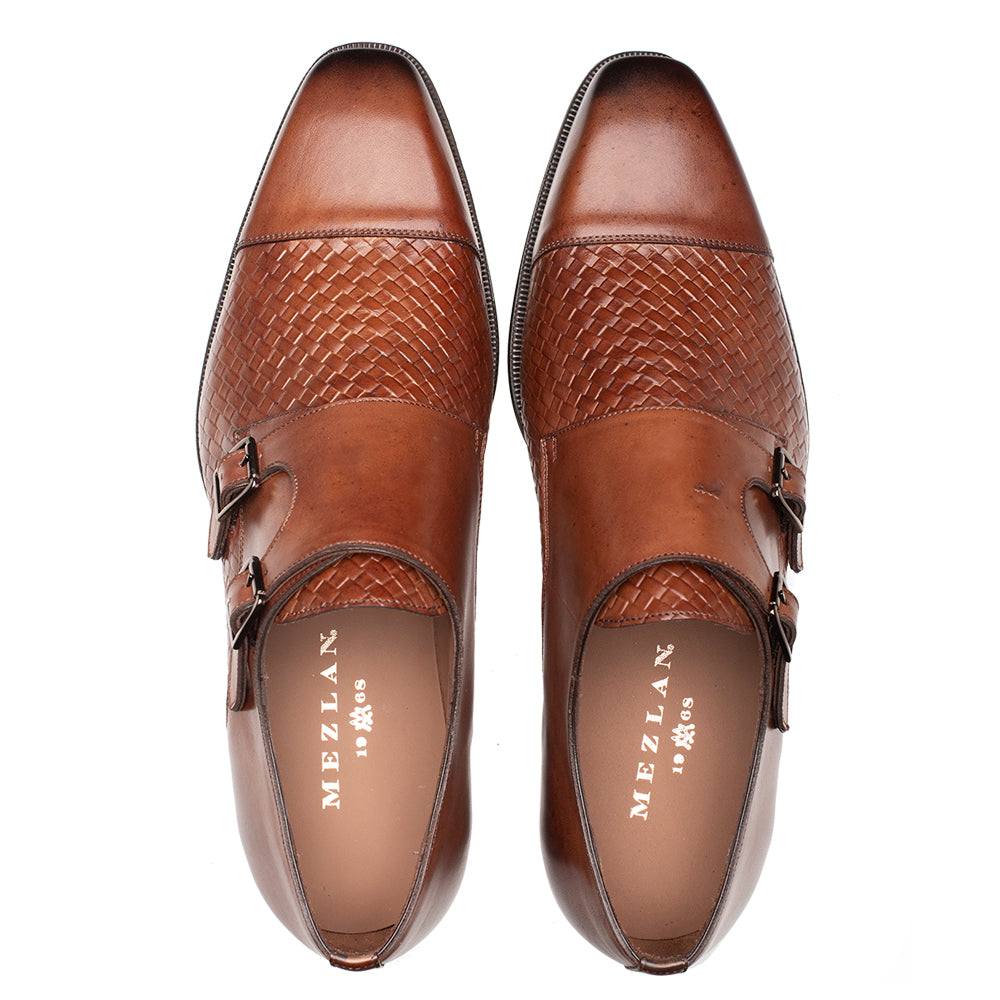 Embossed Rubber Sole Monk Strap