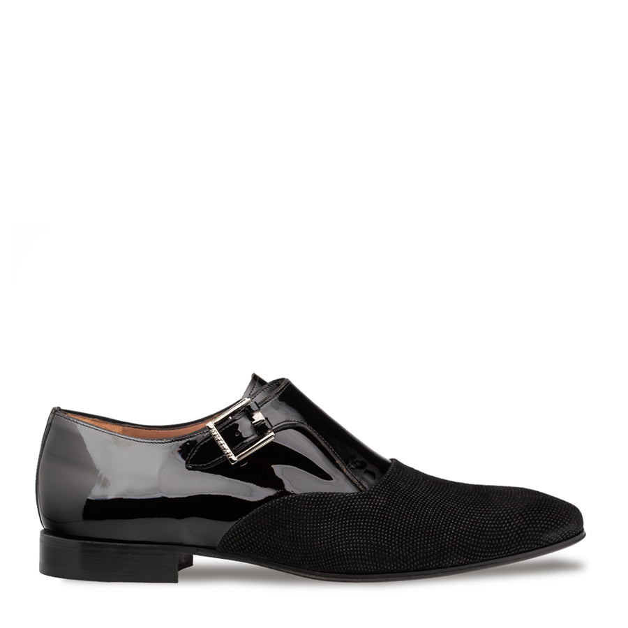 Glass Suede/Patent Formal Monk Strap Mezlan Warehouse Glass Suede/Patent Formal Monk Strap Mezlan Warehouse