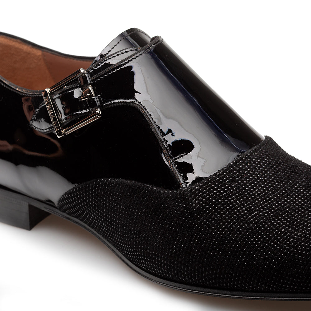 Glass Suede/Patent Formal Monk Strap