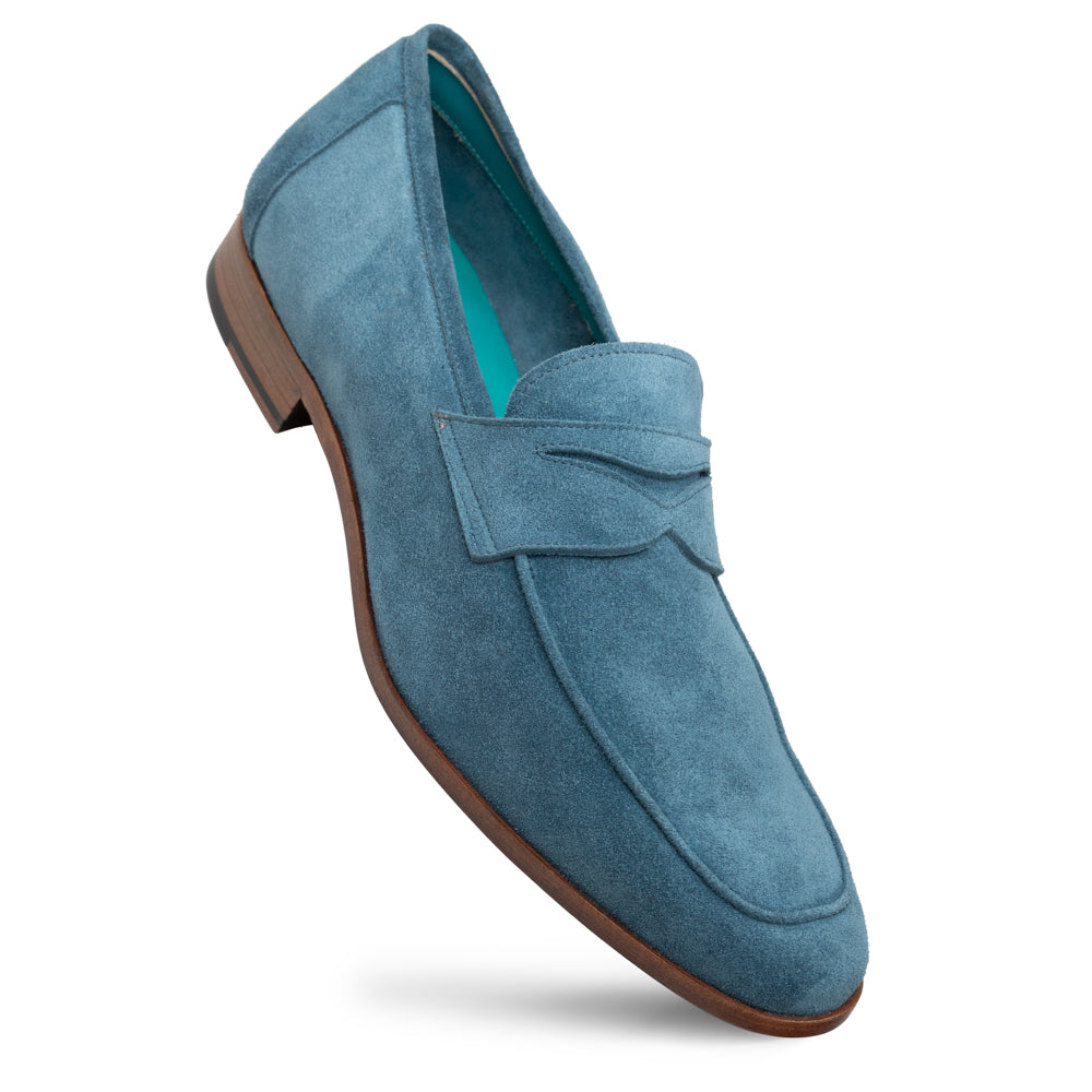 mens suede dress loafers Suede-penny-loafer, Mens Size 10, Suede/nubuck, Cobalt, By Mezlan