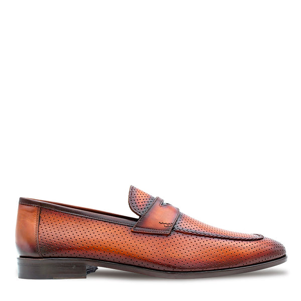 Mezlan Custom Cabana Penny Loafers Men\'s Size 11 Tan Burnished Leather Apron Toe Mezlan Mens Cognac/ Rust Burnished Leather Classic Penny  main image 2