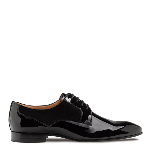 Plain Toe Suede/Patent Leather Derby