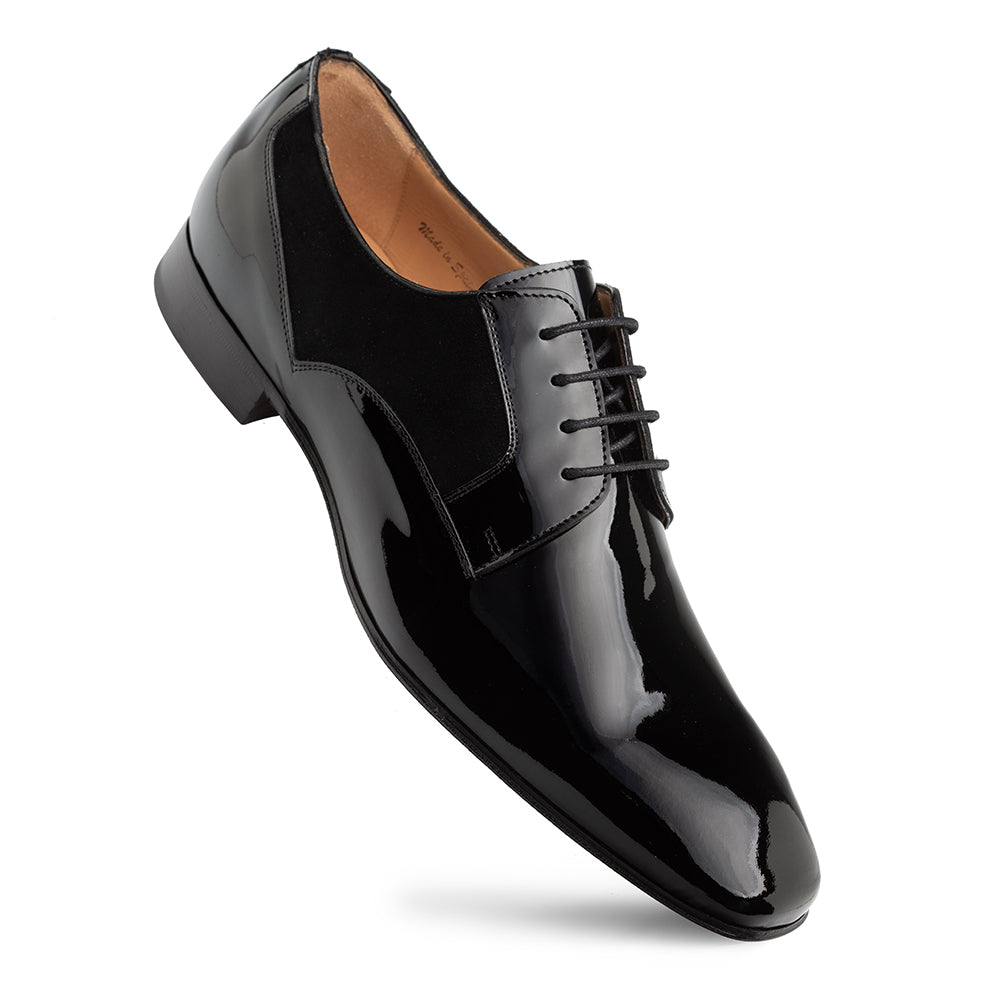 Plain Toe Suede/Patent Leather Derby