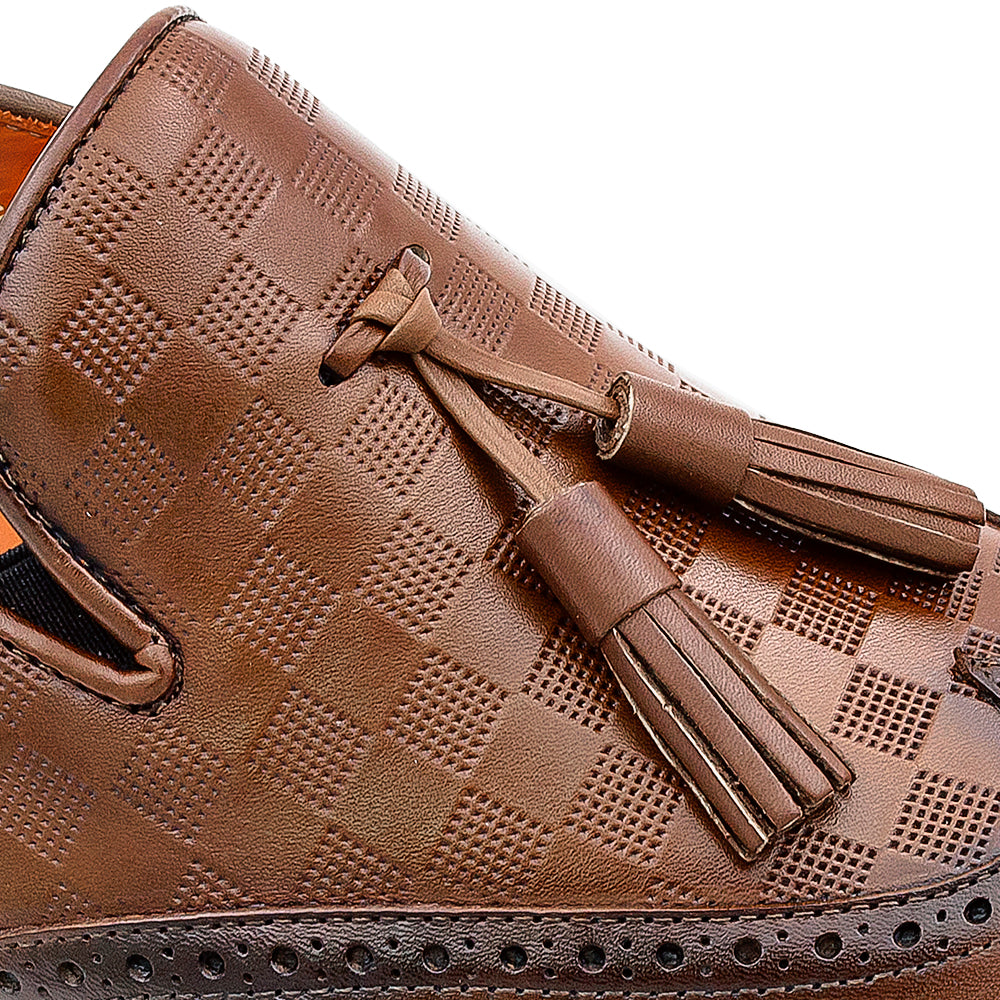 Embossed Tassel Slip On