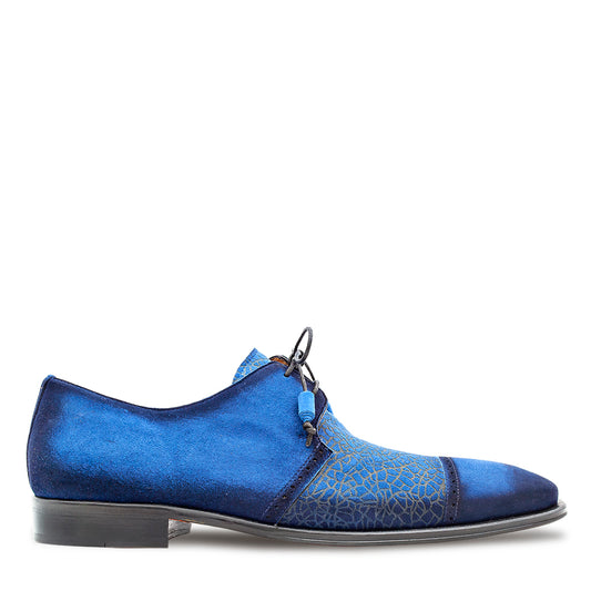 Embossed Suede Cap Toe Derby