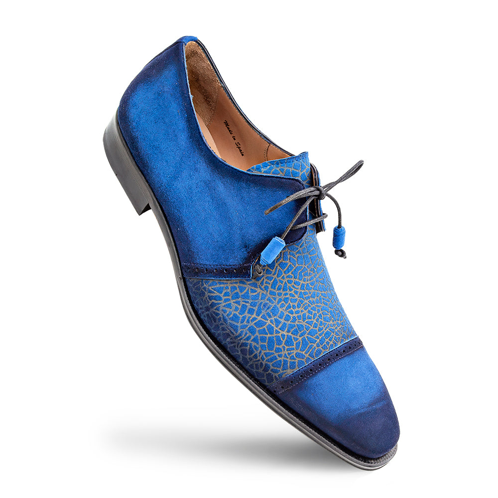 Embossed Suede Cap Toe Derby