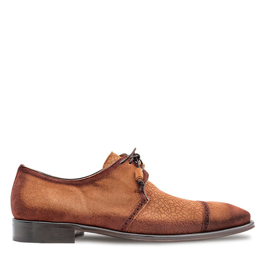 Embossed Suede Cap Toe Derby