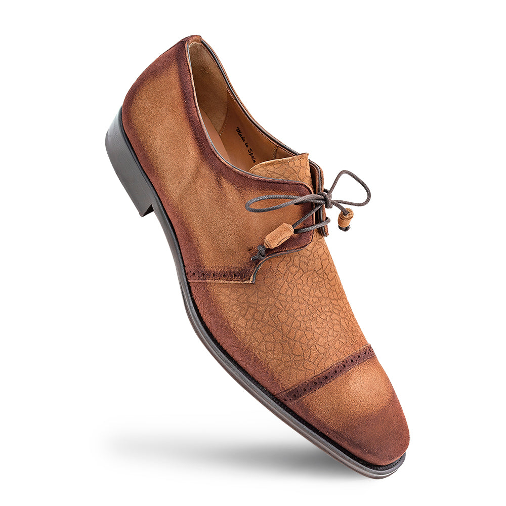 Embossed Suede Cap Toe Derby