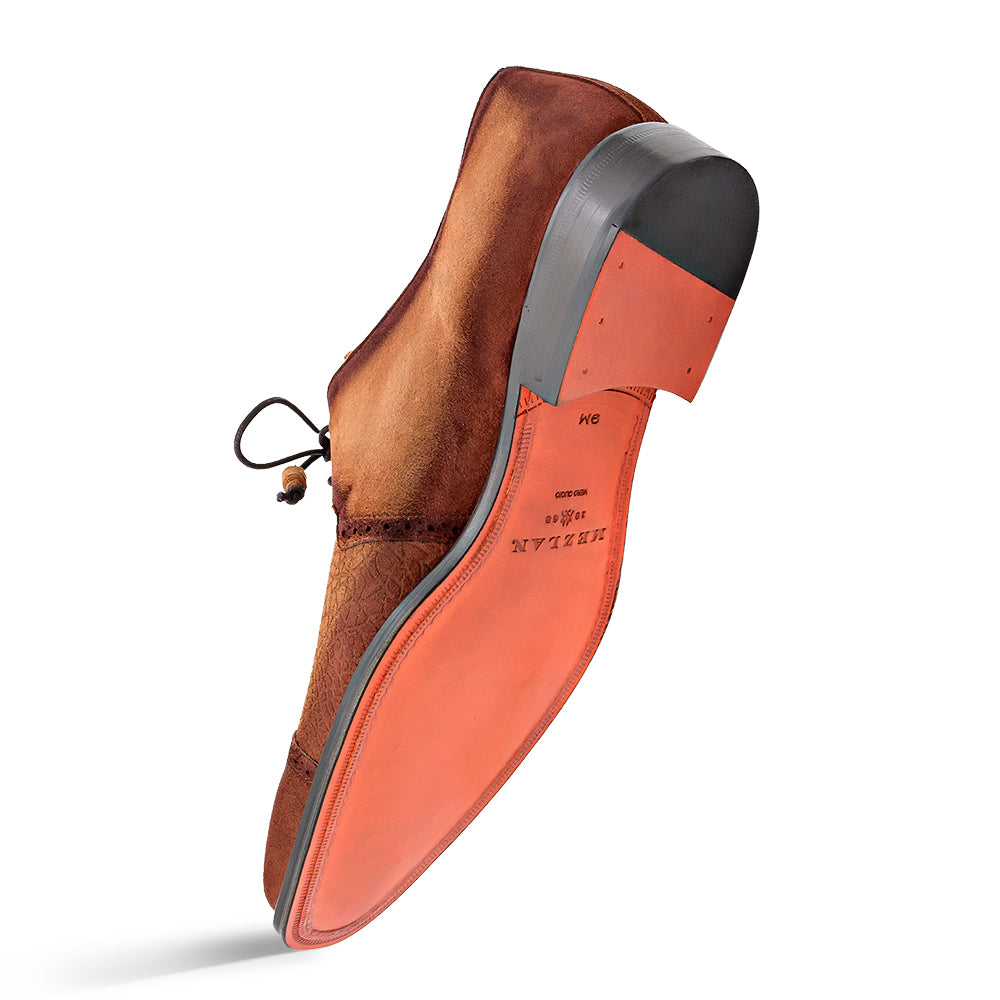 Embossed Suede Cap Toe Derby