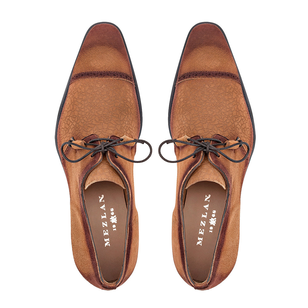 Embossed Suede Cap Toe Derby