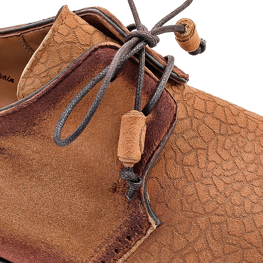 Embossed Suede Cap Toe Derby