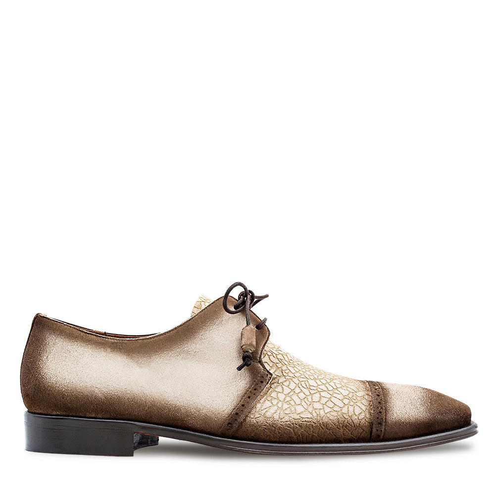Embossed Suede Cap Toe Derby