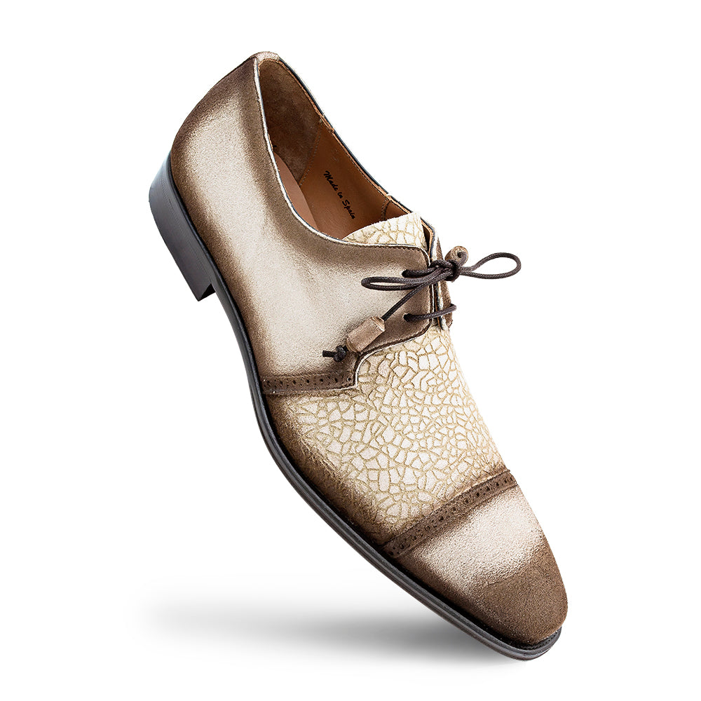 Embossed Suede Cap Toe Derby