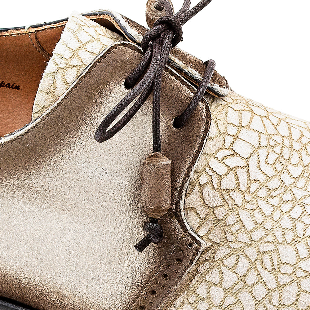 Embossed Suede Cap Toe Derby