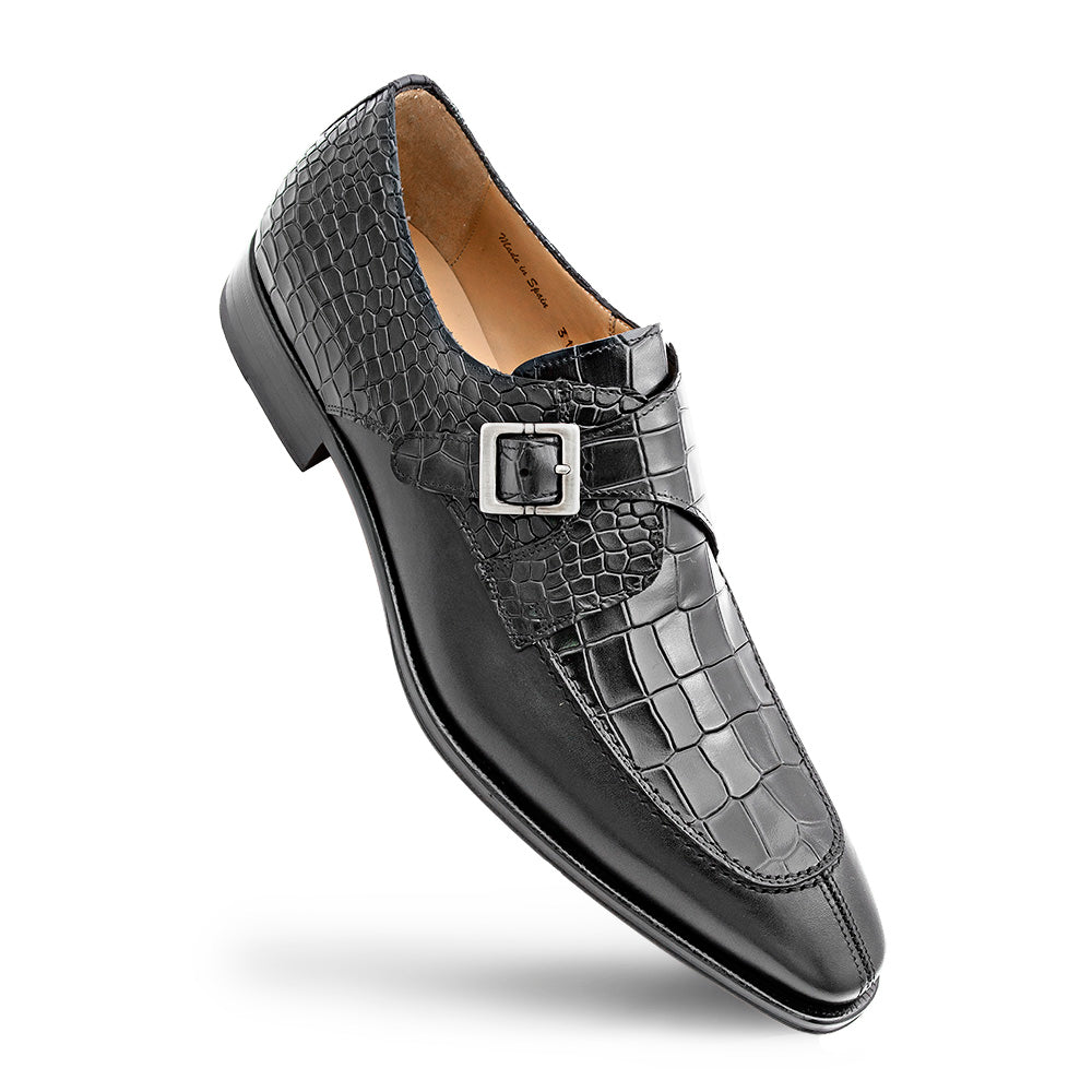 Patina/Croc-Embossed Calf Monk