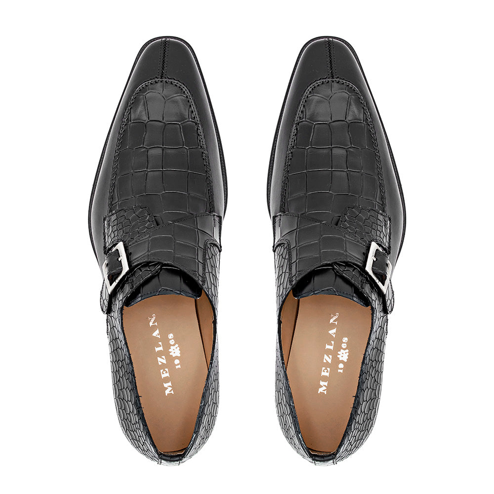 Patina/Croc-Embossed Calf Monk