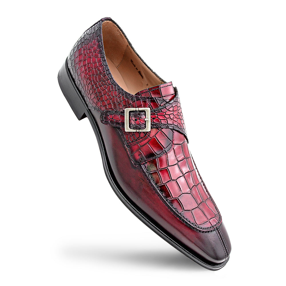 Patina/Croc-Embossed Calf Monk