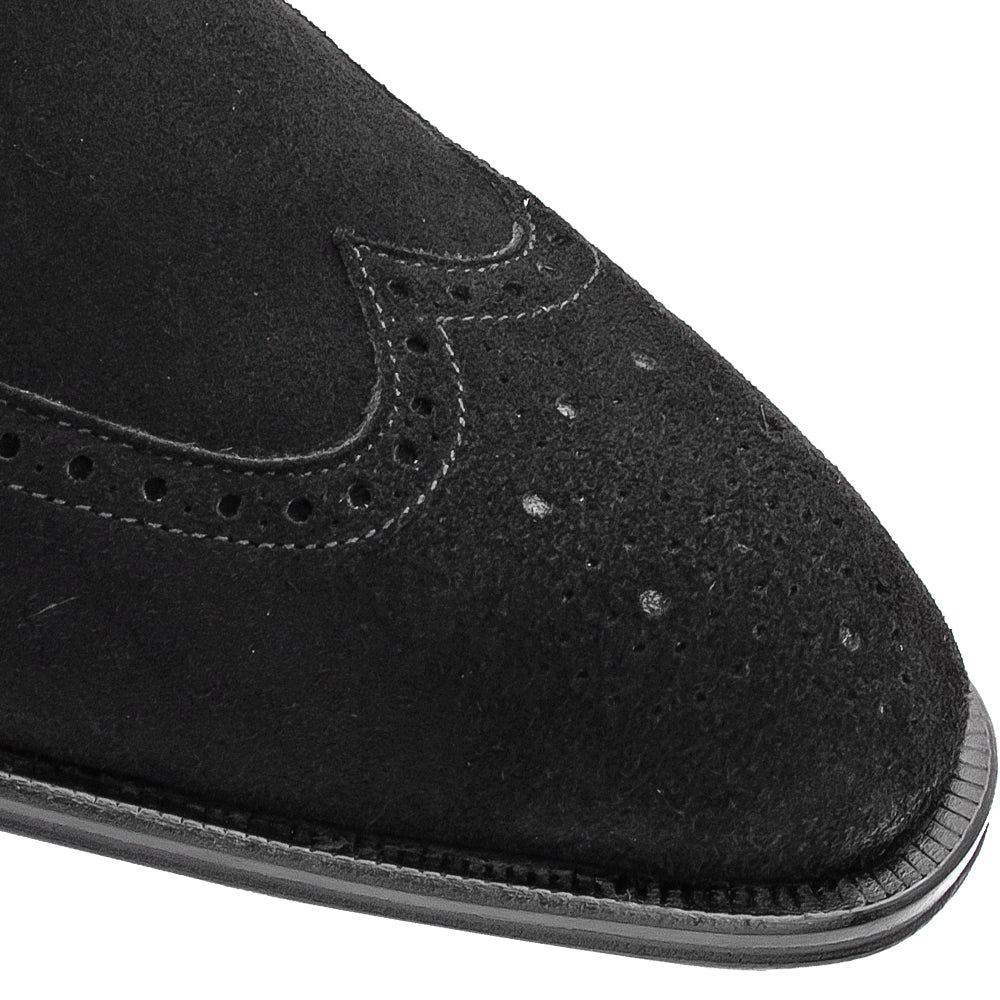 Suede Medallion Wingtip Slip On