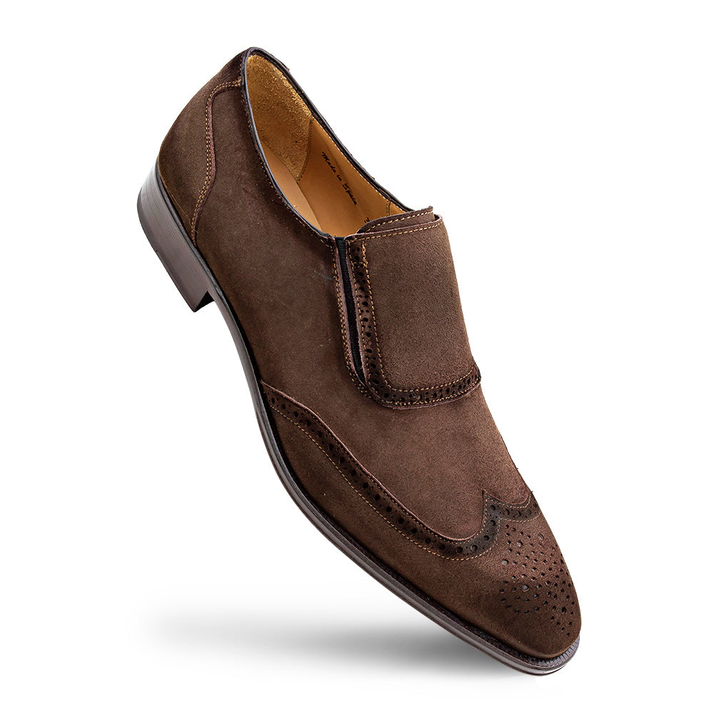 Suede Medallion Wingtip Slip On