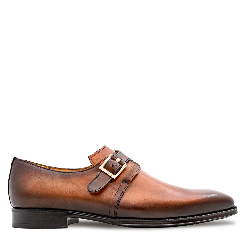 Patina Calf Plain Toe Monk Strap
