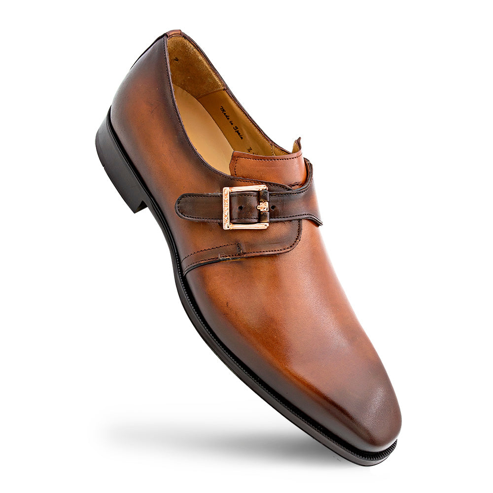 Patina Calf Plain Toe Monk Strap