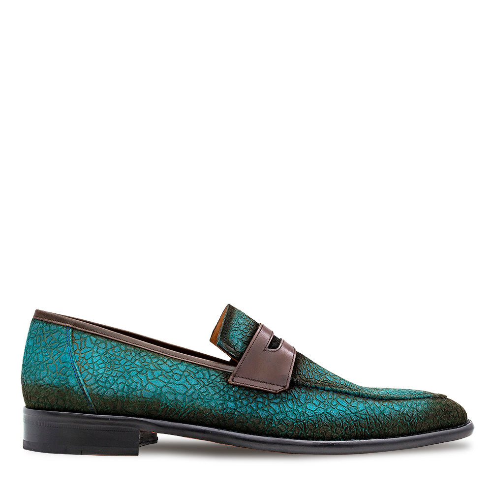 Embossed Suede Penny Loafer