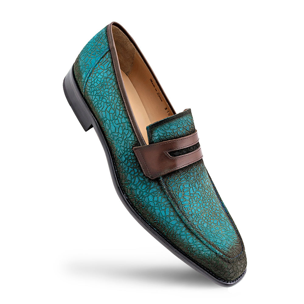 Embossed Suede Penny Loafer