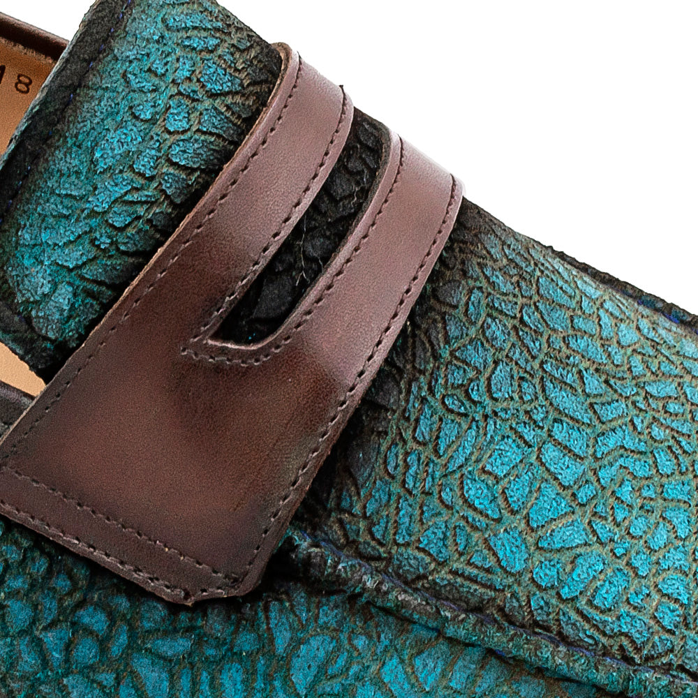 Embossed Suede Penny Loafer