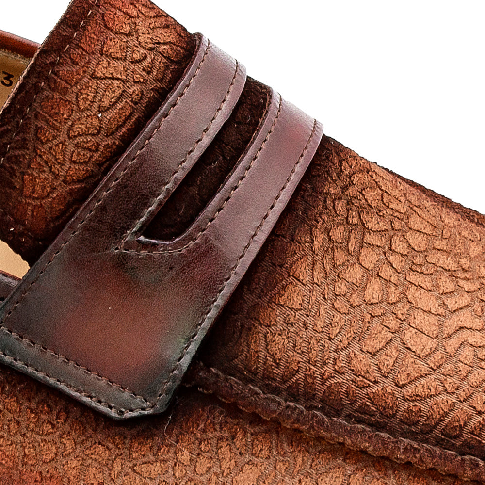 Embossed Suede Penny Loafer