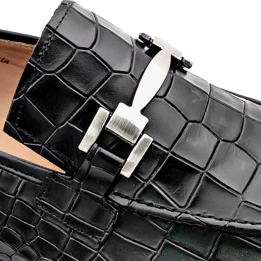 Croc-Embossed Ornament Loafer