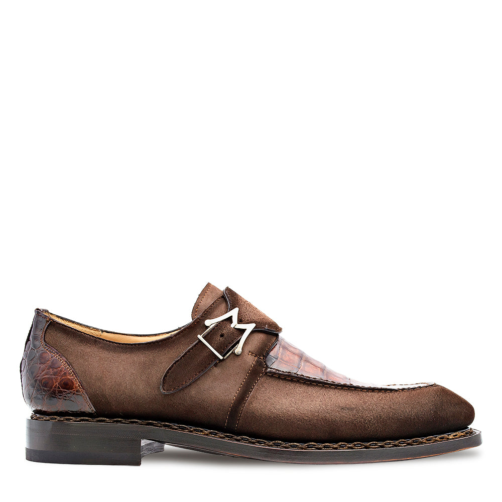 Suede/Crocodile Monk Strap
