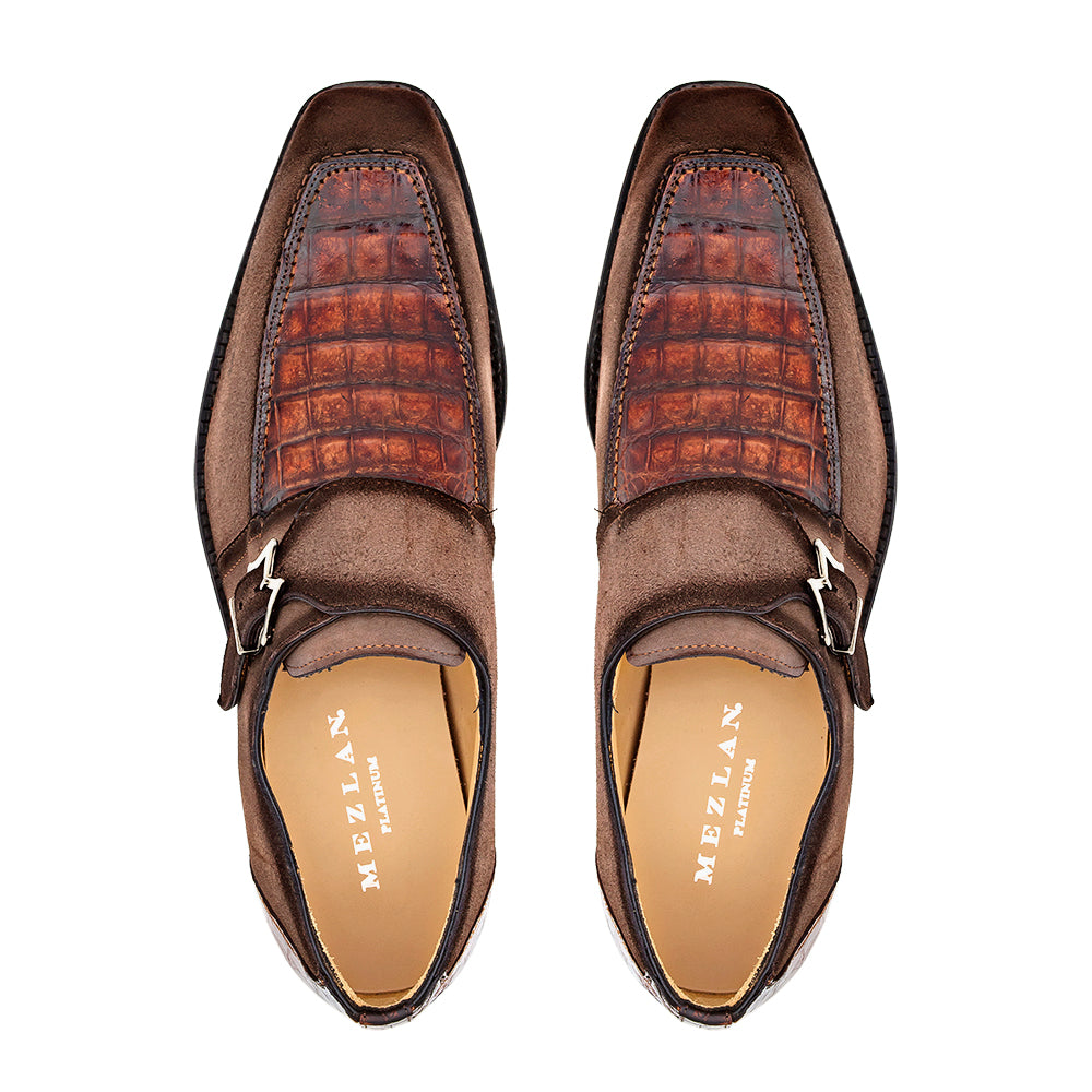 Suede/Crocodile Monk Strap