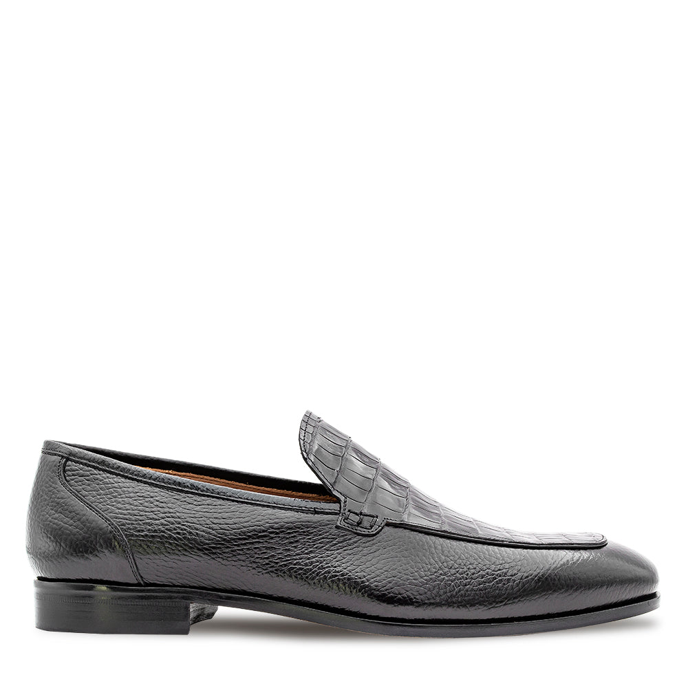 Textured Calf/Croc Loafer