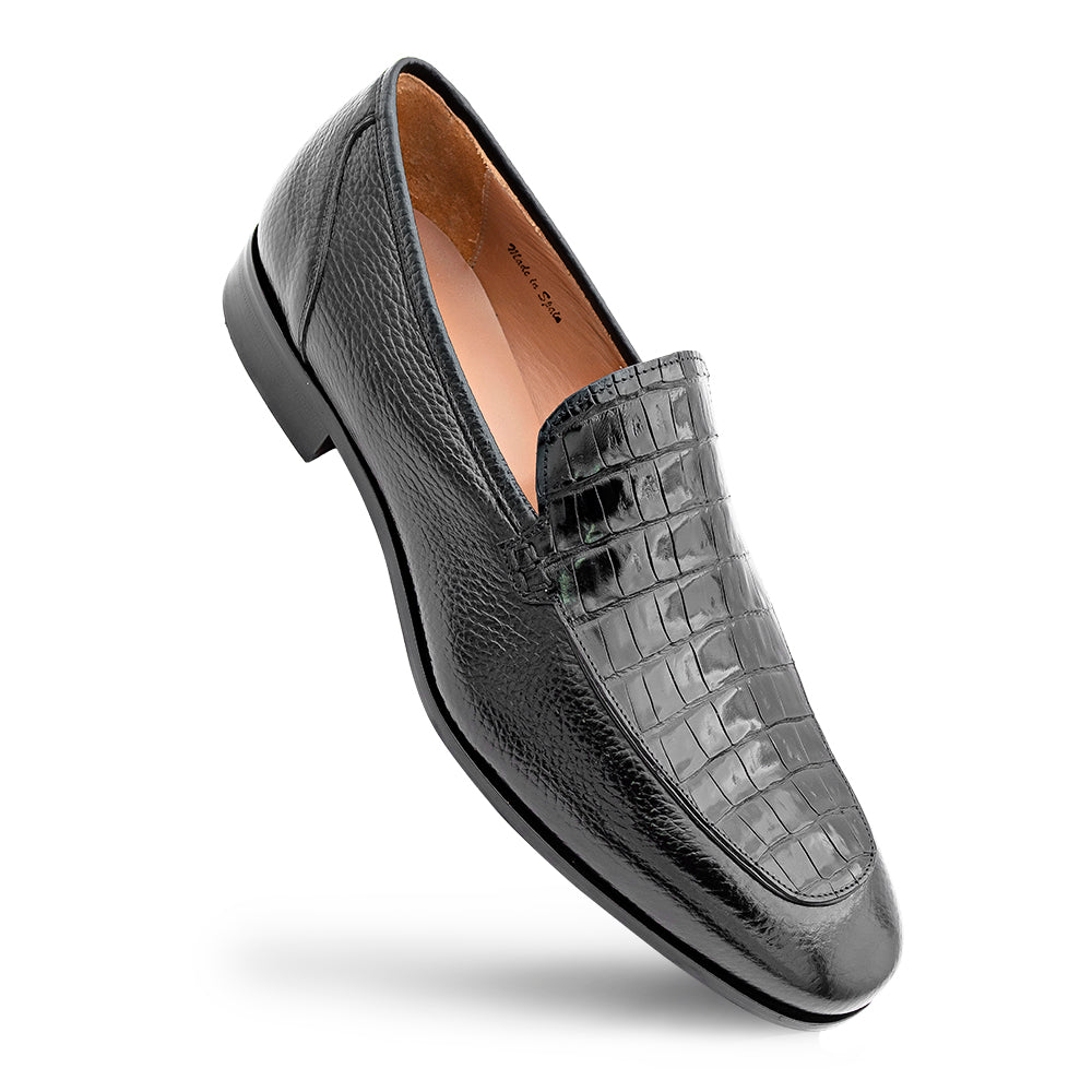 Textured Calf/Croc Loafer