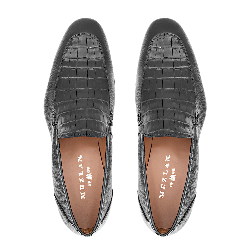 Textured Calf/Croc Loafer