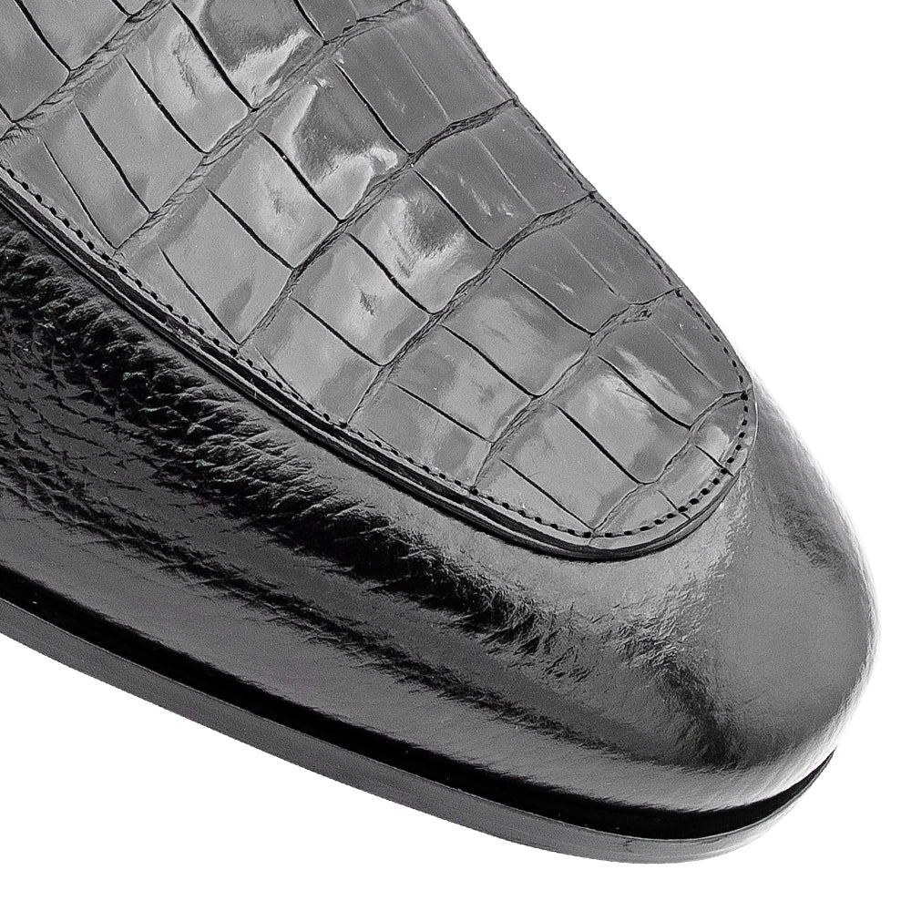 Textured Calf/Croc Loafer