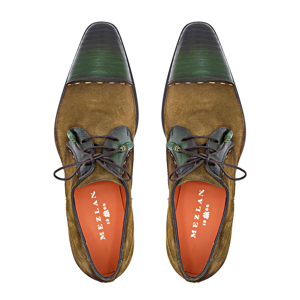 Lizard/Suede Cap Toe Derby