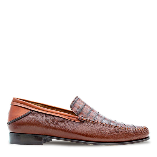 Textured Calf/Crocodile Moccasin
