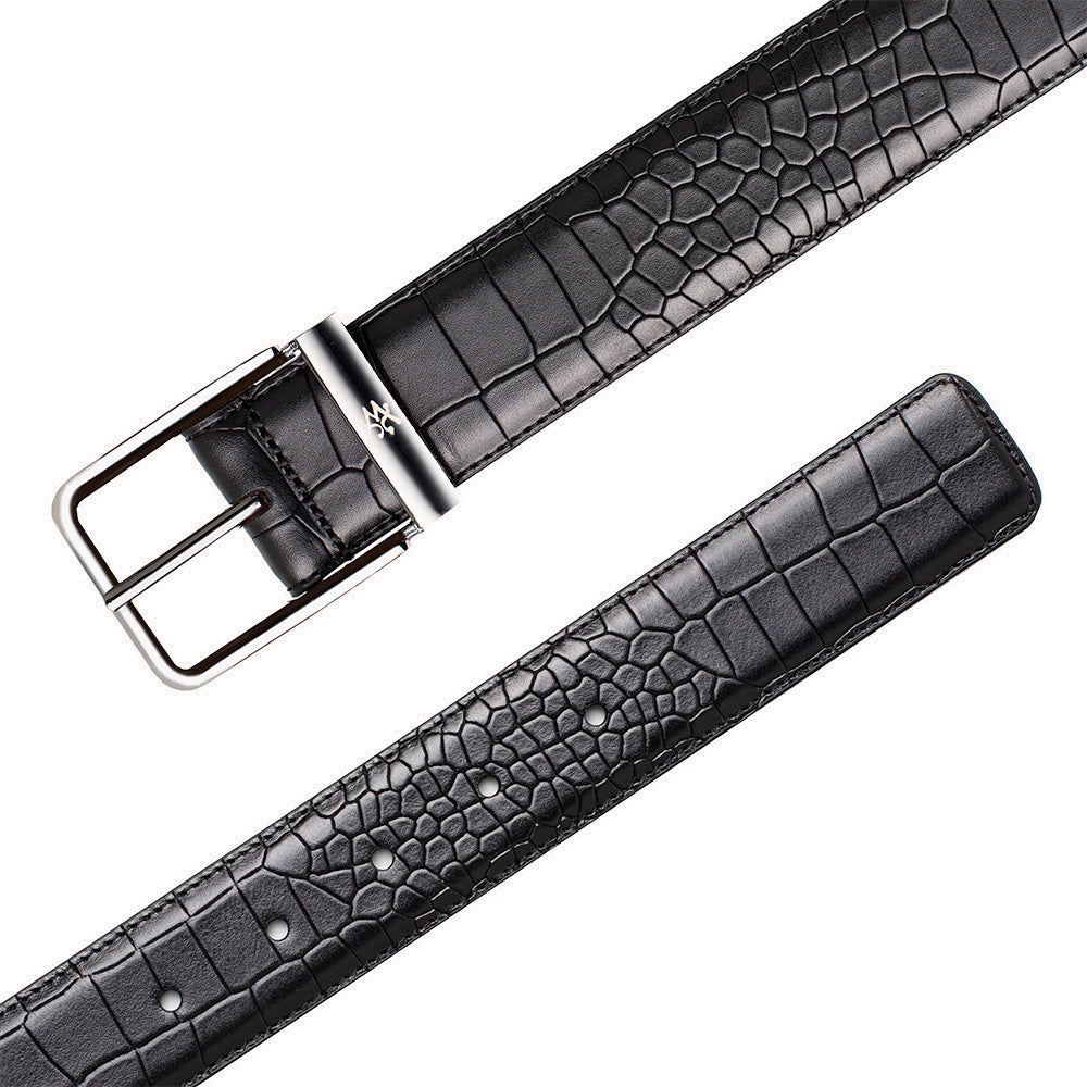 Signature Embossed-Croc Calfskin Belt